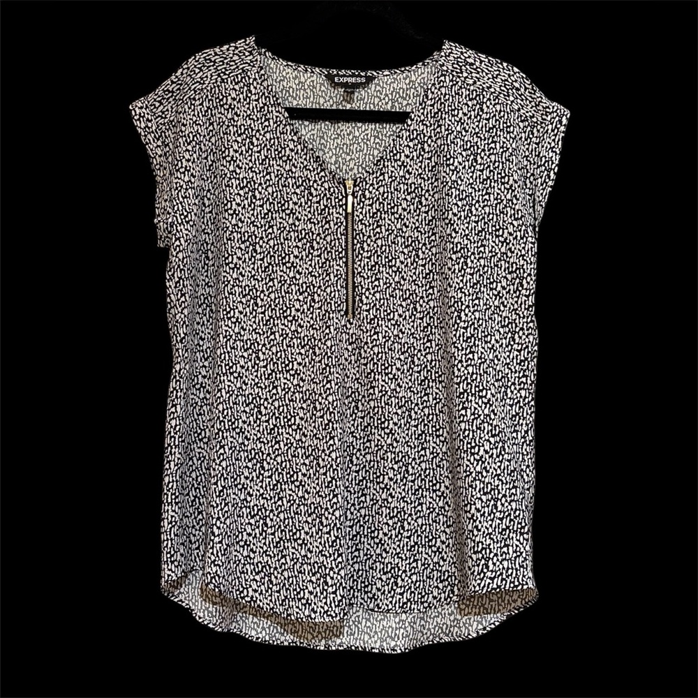 Express half zip cuff sleeve V-neck blouse Size M